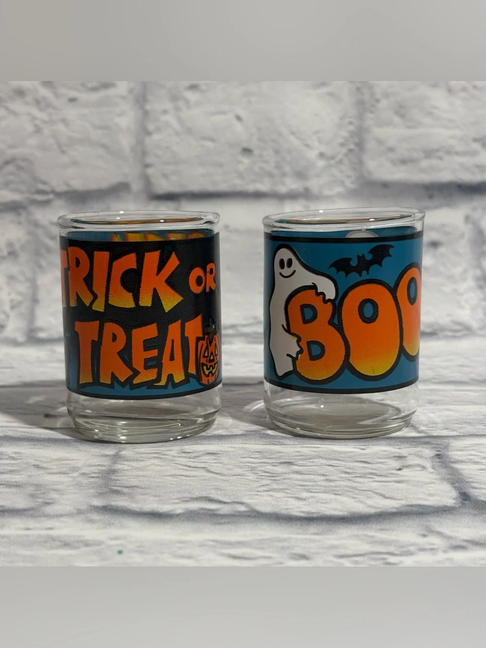 Vintage 90’s Indiana Glass Co Halloween themed tea light holder/votive set